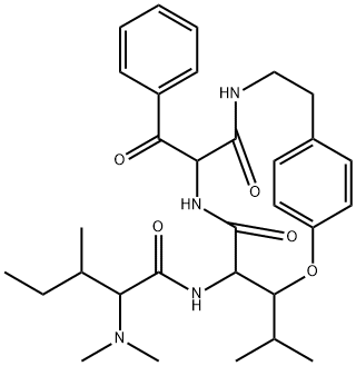 N-[7-Benzoyl-3-(1-methylethyl)-5,8-dioxo-2-oxa-6,9-diazabicyclo[10.2.2]hexadeca-1(14),12,15-trien-4-yl]-2-(dimethylamino)-3-methylpentanamide Structure