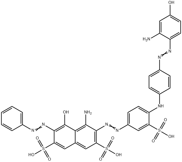4-Amino-3-[[4-[[4-[(2-amino-4-hydroxyphenyl)azo]phenyl]amino]-3-sulfophenyl]azo]-5-hydroxy-6-(phenylazo)-2,7-naphthalenedisulfonic acid Struktur
