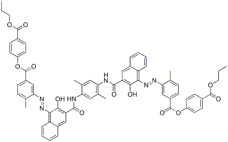 bis[4-(propoxycarbonyl)phenyl] 3,3'-[(2,5-dimethyl-p-phenylene)bis[iminocarbonyl(2-hydroxy-1,3-naphthylene)azo]]di-p-toluate 结构式
