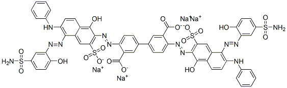 tetrasodium 4,4'-bis[[5-[[5-(aminosulphonyl)-2-hydroxyphenyl]azo]-1-hydroxy-6-(phenylamino)-3-sulphonato-2-naphthyl]azo][1,1'-biphenyl]-3,3'-dicarboxylate Structure