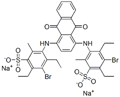 disodium 6,6'-[(9,10-dihydro-9,10-dioxo-1,4-anthrylene)diimino]bis[4-bromo-3,5-diethyltoluene-2-sulphonate] Structure