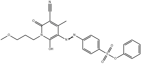 phenyl 4-[[5-cyano-1,6-dihydro-2-hydroxy-1-(3-methoxypropyl)-4-methyl-6-oxo-3-pyridyl]azo]benzenesulphonate Struktur