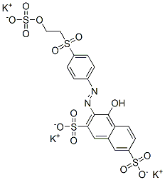4-Hydroxy-3-[[4-[[2-(sulfooxy)ethyl]sulfonyl]phenyl]azo]-2,7-naphthalenedisulfonic acid tripotassium salt Struktur