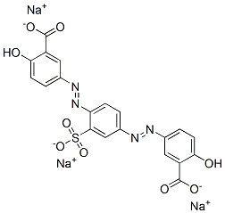 trisodium 5,5'-[(2-sulphonato-1,4-phenylene)bis(azo)]bis(salicylate) Structure