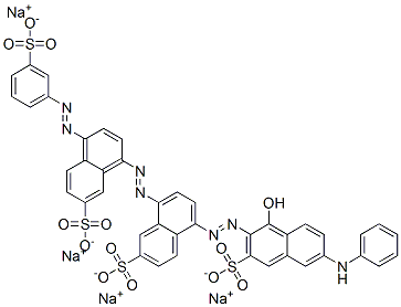 5-[[1-hydroxy-6-(phenylamino)-3-sulpho-2-naphthyl]azo]-8-[[7-sulpho-4-[(3-sulphophenyl)azo]-1-naphthyl]azo]naphthalene-2-sulphonic acid, sodium salt Struktur