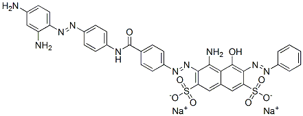4-amino-3-[[4-[[[4-[(2,4-diaminophenyl)azo]phenyl]amino]carbonyl]phenyl]azo]-5-hydroxy-6-(phenylazo)naphthalene-2,7-disulphonic acid, sodium salt Structure