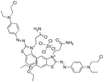bis[3-(3-amino-3-oxopropyl)-2-[[4-[(2-chloroethyl)ethylamino]phenyl]azo]-6-ethoxybenzothiazolium] tetrachlorozincate Structure