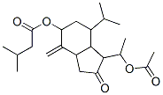 3-メチル酪酸[1-(1-アセトキシエチル)オクタヒドロ-4-メチレン-7-イソプロピル-2-オキソ-1H-インデン-5-イル] 化学構造式