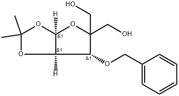 4-(羟甲基)-1,2-O-异丙亚基-3-O-苄基-BETA-L-苏式戊呋喃糖 结构式