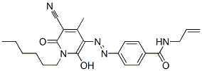 5-[4-(N-Allylcarbamoyl)phenylazo]-3-cyano-1-hexyl-6-hydroxy-4-methyl-2(1H)-pyridone Struktur