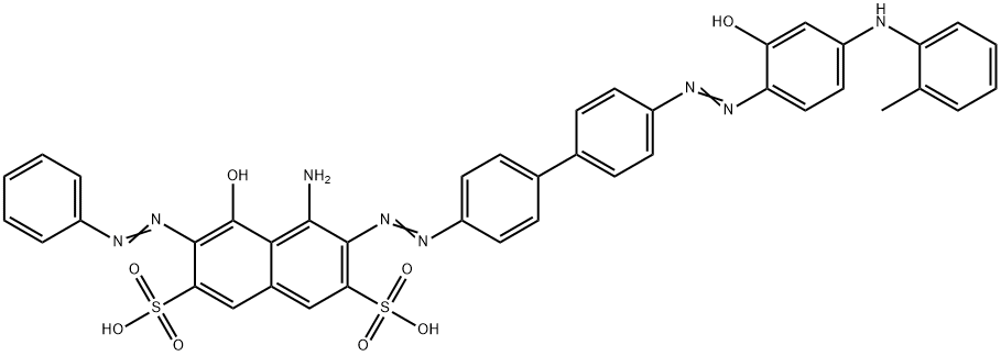 4-Amino-5-hydroxy-3-[[4'-[[2-hydroxy-4-[(2-methylphenyl)amino]phenyl]azo]-1,1'-biphenyl-4-yl]azo]-6-phenylazo-2,7-naphthalenedisulfonic acid Struktur