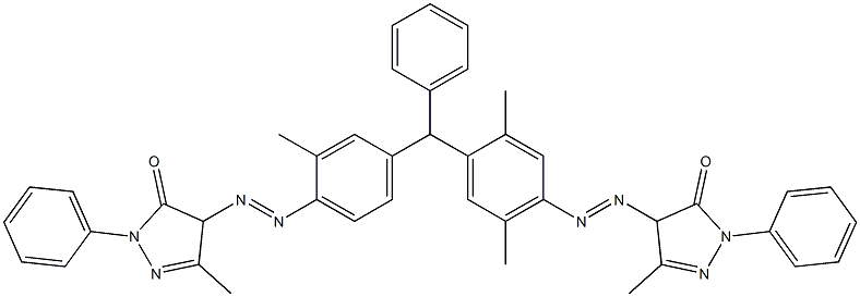 4-[[4-[[4-[[(4,5-Dihydro-3-methyl-5-oxo-1-phenyl-1H-pyrazol)-4-yl]azo]-2,5-dimethylphenyl]phenylmethyl]-2-methylphenyl]azo]-2,4-dihydro-5-methyl-2-phenyl-3H-pyrazol-3-one Struktur