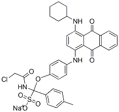 sodium alpha-(chloroacetamido)[4-[[4-(cyclohexylamino)-9,10-dihydro-9,10-dioxo-1-anthryl]amino]phenoxy]xylenesulphonate 结构式