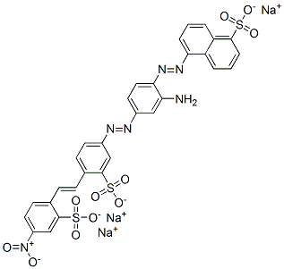 trisodium 5-[[2-amino-4-[[4-[2-(4-nitro-2-sulphonatophenyl)vinyl]-3-sulphonatophenyl]azo]phenyl]azo]naphthalene-1-sulphonate 结构式