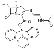 1-Azabicyclo(3.2.0)hept-2-ene-2-carboxylic acid, 3-((2-(acetylamino)et henyl)thio)-6-ethyl-7-oxo-, triphenylmethyl ester 结构式