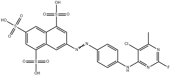 7-[[4-[(5-Chloro-2-fluoro-6-methyl-4-pyrimidinyl)amino]phenyl]azo]-1,3,5-naphthalenetrisulfonic acid Structure