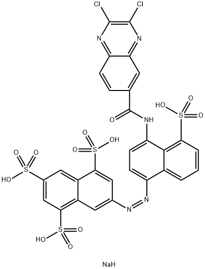 tetrasodium 7-[[4-[[(2,3-dichloro-6-quinoxalinyl)carbonyl]amino]-5-sulphonato-1-naphthyl]azo]naphthalene-1,3,5-trisulphonate Structure