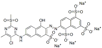 6-[1-Hydroxy-3-sulfo-6-[[2-(methylsulfonyl)-5-chloro-6-methyl-4-pyrimidinyl]amino]-2-naphtylazo]-1,3,5-naphthalenetrisulfonic acid tetrasodium salt Structure