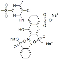4-[[5-Chloro-6-methyl-2-(methylsulfonyl)-4-pyrimidinyl]amino]-5-hydroxy-6-[(2-sulfophenyl)azo]-1,7-naphthalenedisulfonic acid trisodium salt Structure