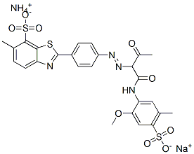 2-[4-[[1-[[(2-甲氧基-5-甲基-4-磺苯基)氨基]羰基]-2-氧代丙基]偶氮]苯基]-6-甲基-7-苯并噻唑磺酸单铵单钠盐 结构式