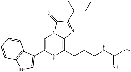 1-[3-[[3,7-ジヒドロ-6-(1H-インドール-3-イル)-2-(1-メチルプロピル)-3-オキソイミダゾ[1,2-a]ピラジン]-8-イル]プロピル]グアニジン 化学構造式