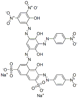 5-[[2,4-Dihydroxy-5-[(2-hydroxy-3,5-dinitrophenyl)azo]-3-[(4-nitrophenyl)azo]phenyl]azo]-4-hydroxy-3-[(4-nitrophenyl)azo]-2,7-naphthalenedisulfonic acid disodium salt Structure