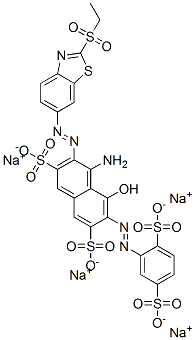 4-Amino-6-[(2,5-disulfophenyl)azo]-3-[[2-(ethylsulfonyl)benzothiazol-6-yl]azo]-5-hydroxy-2,7-naphthalenedisulfonic acid tetrasodium salt 结构式