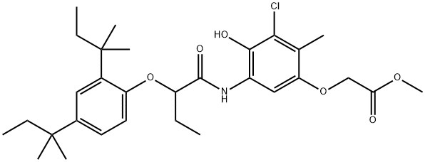 3-Chloro-4-hydroxy-2-methyl-5-[2-(2,4-di-tert-pentylphenoxy)butyrylamino]phenoxyacetic acid methyl ester 结构式