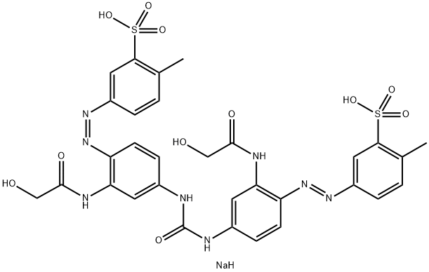 disodium 4,4'-[carbonylbis[imino[2-[(2-hydroxyacetyl)amino]-4,1-phenylene]azo]]bis[toluene-2-sulphonate] Structure