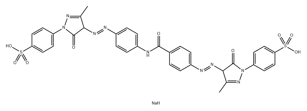 disodium p-[4-[[4-[[4-[[4,5-dihydro-3-methyl-5-oxo-1-(4-sulphonatophenyl)-1H-pyrazol-4-yl]azo]benzoyl]amino]phenyl]azo]-4,5-dihydro-3-methyl-5-oxo-1H-pyrazol-1-yl]benzenesulphonate Structure