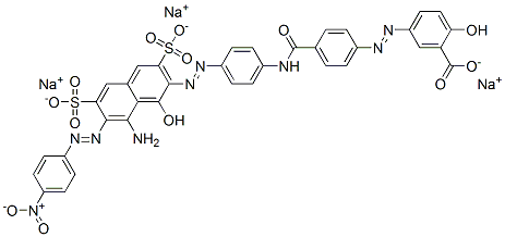 trisodium 5-[[4-[[[4-[[8-amino-1-hydroxy-7-[(4-nitrophenyl)azo]-3,6-disulphonato-2-naphtyl]azo]phenyl]amino]carbonyl]phenyl]azo]salicylate Struktur