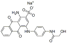 sodium 1-amino-9,10-dihydro-4-[[4-[(hydroxyacetyl)amino]phenyl]amino]-9,10-dioxoanthracene-2-sulphonate Struktur