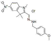 2-[[(4-methoxyphenyl)methylhydrazono]methyl]-1,3,3-trimethyl-5-nitro-3H-indolium chloride Struktur