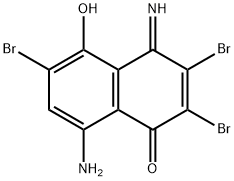 8-アミノ-2,3,6-トリブロモ-5-ヒドロキシ-4-イミノ-1(4H)-ナフタレノン 化学構造式