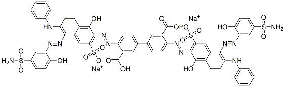 disodium dihydrogen 4,4'-bis[[5-[[5-(aminosulphonyl)-2-hydroxyphenyl]azo]-1-hydroxy-6-(phenylamino)-3-sulphonato-2-naphthyl]azo][1,1'-biphenyl]-3,3'-dicarboxylate Structure