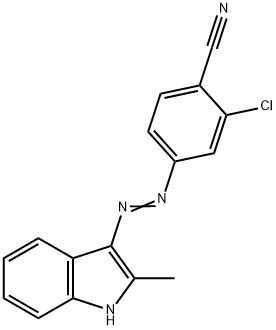 2-クロロ-4-[(2-メチル-1H-インドール-3-イル)アゾ]ベンゾニトリル 化学構造式