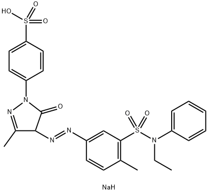 sodium 4-[4-[[3-[(ethylanilino)sulphonyl]-4-methylphenyl]azo]-4,5-dihydro-3-methyl-5-oxo-1H-pyrazol-1-yl]benzenesulphonate  Struktur