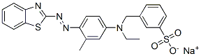3-[[[4-(2-苯并噻唑基偶氮)-3-甲基苯基]乙基氨基]甲基]苯磺酸钠 结构式