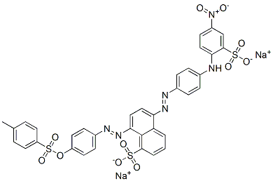 disodium 8-[[4-[[(4-methylphenyl)sulphonyl]oxy]phenyl]azo]-5-[[4-[(4-nitro-2-sulphonatophenyl)amino]phenyl]azo]naphthalene-1-sulphonate Structure