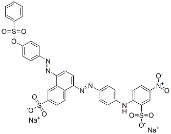 disodium 5-[[4-[(4-nitro-2-sulphonatophenyl)amino]phenyl]azo]-8-[[4-[(phenylsulphonyl)oxy]phenyl]azo]naphthalene-2-sulphonate Structure