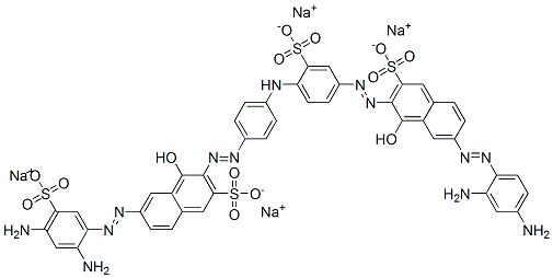 6-[(2,4-Diaminophenyl)azo]-3-[[4-[[4-[[7-[(2,4-diamino-5-sulfophenyl)azo]-1-hydroxy-3-sulfo-2-naphthalenyl]azo]phenyl]amino]-3-sulfophenyl]azo]-4-hydroxy-2-naphthalenesulfonic acid tetrasodium salt Struktur