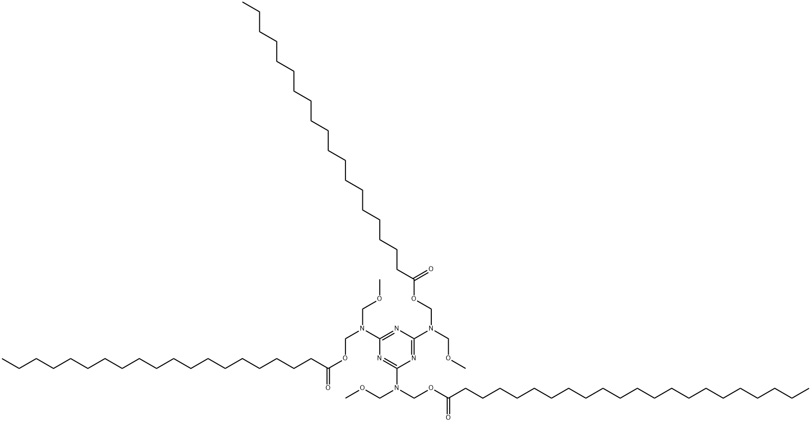 Docosanoic acid [[4,6-bis[(methoxymethyl)[[(1-oxoicosyl)oxy]methyl]amino]-1,3,5-triazin-2-yl](methoxymethyl)amino]methyl ester 结构式