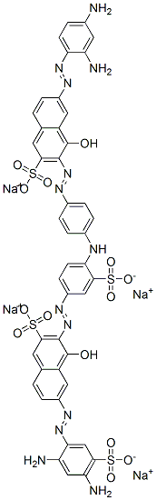 6-[(2,4-Diaminophenyl)azo]-3-[[4-[[4-[[7-[(2,4-diamino-5-sulfophenyl)azo]-1-hydroxy-3-sulfo-2-naphthalenyl]azo]-2-sulfophenyl]amino]phenyl]azo]-4-hydroxy-2-naphthalenesulfonic acid tetrasodium salt 结构式
