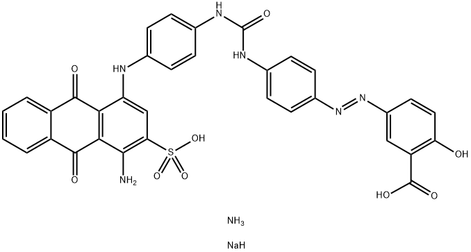 ammoniumsodium 5-[[4-[[[[4-[(4-amino-9,10-dihydro-9,10-dioxo-3-sulphonato-1-anthryl)amino]phenyl]amino]carbonyl]amino]phenyl]azo]salicylate Struktur