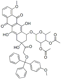 [4-acetyloxy-2-methyl-6-[[3,5,12-trihydroxy-10-methoxy-3-[2-[(4-methox yphenyl)-diphenyl-methoxy]acetyl]-6,11-dioxo-2,4-dihydro-1H-tetracen-1 -yl]oxy]oxan-3-yl] acetate Structure