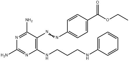 p-[[2,4-ジアミノ-6-[(3-アニリノプロピル)アミノ]ピリミジン-5-イル]アゾ]安息香酸エチル 化学構造式