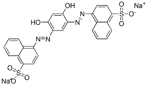 4,4'-(4,6-ジヒドロキシ-1,3-フェニレンビスアゾ)ビス(ナフタレン-1-スルホン酸ナトリウム) 化学構造式