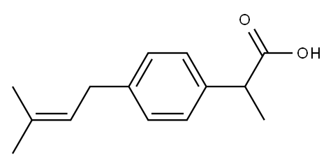 2-[4-(3-メチル-2-ブテニル)フェニル]プロピオン酸 化学構造式