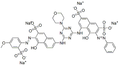 tetrasodium 4-hydroxy-5-[[4-[[5-hydroxy-6-[(4-methoxy-2-sulphonatophenyl)azo]-7-sulphonato-2-naphthyl]amino]-6-(morpholino)-1,3,5-triazin-2-yl]amino]-3-(phenylazo)naphthalene-2,7-disulphonate Structure