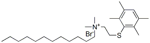 N-[2-[(2,3,5,6-テトラメチルフェニル)チオ]エチル]-N,N-ジメチル-1-ドデカンアミニウム・ブロミド 化学構造式